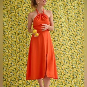Francesca’s - Pauline Halter Waisted Midi Dress - Orange - XL
